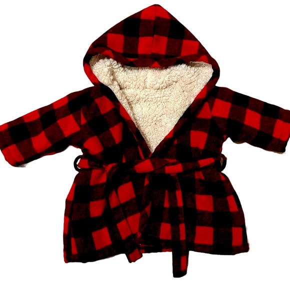 Indigo Baby Buffalo Plaid Robe - Picture 1 of 2